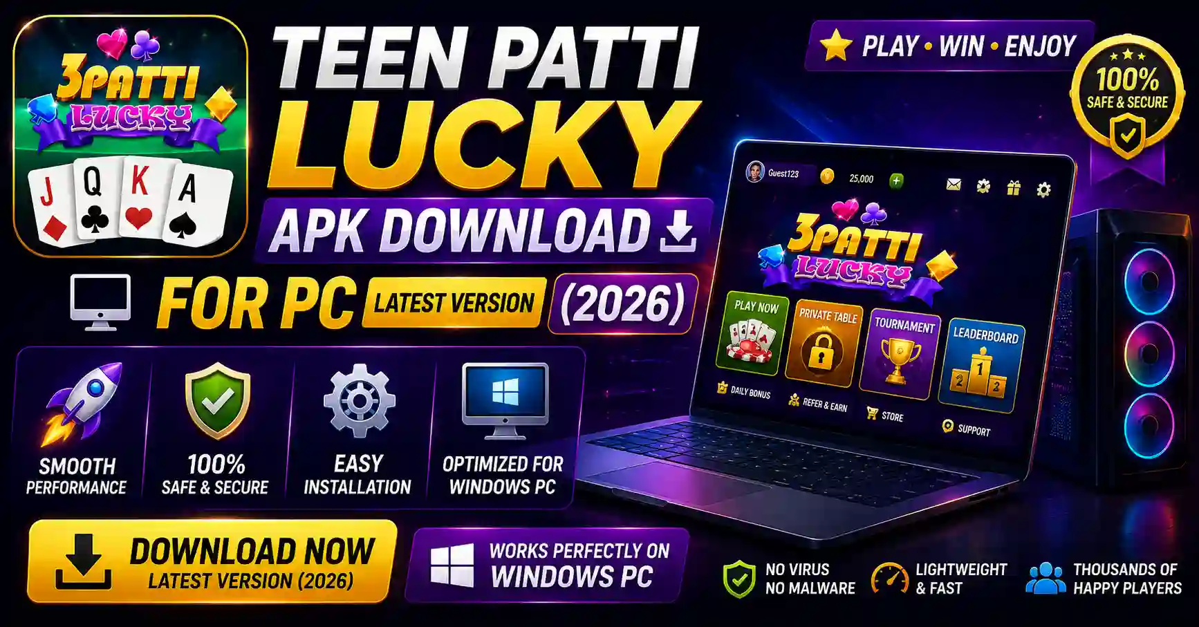Teen Patti Lucky Apk Download for PC Latest Version 2026